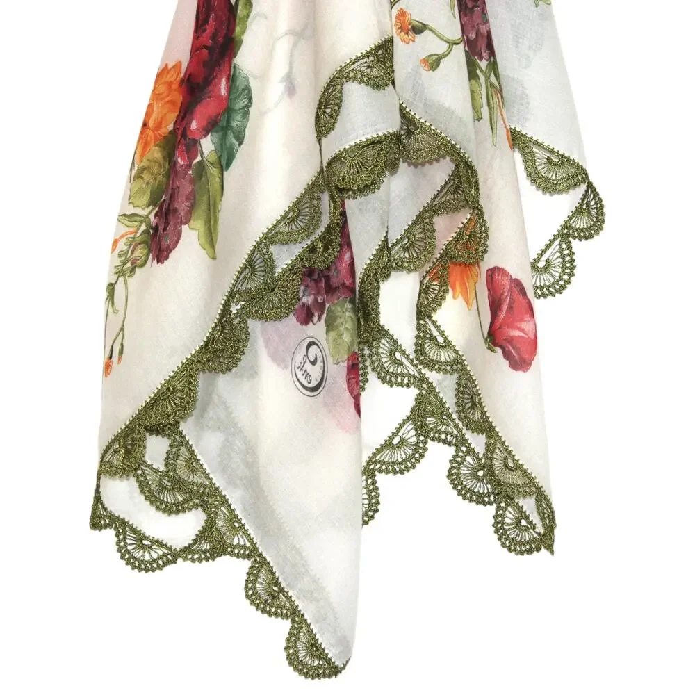 Tulbent Scarf Handmade Crochet Detailing NWOT